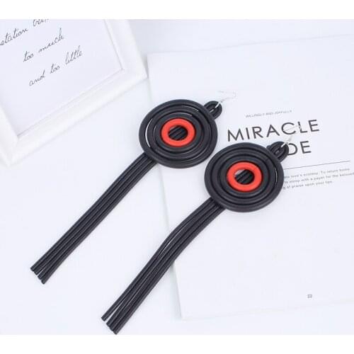 JID Multilayer Black Chain Long Earrings Goth Big Circles Drop Earrings For Women Statement Streetwear Jewelry Rare things Gift