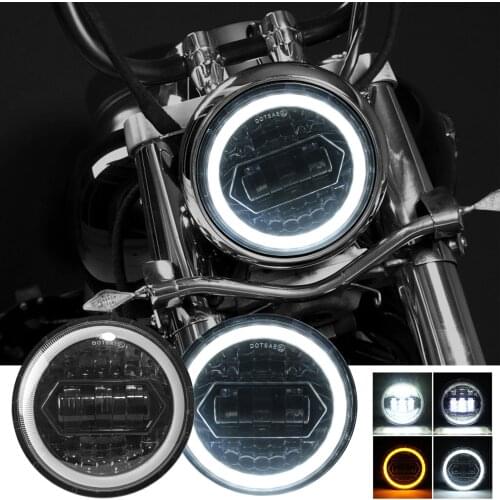 Motorcycle LED Headlight 5.75in 6000K 20000LM Halo/Crystal Light IP67 DRL/Turn Signal/Low Beam/Headlight