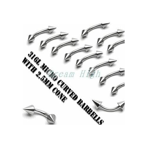 Curved Eyebrow ring Erybrow pircing 316L surgical steel fashion Body piercing Jewelry 100pcs/lot Promotional Gift