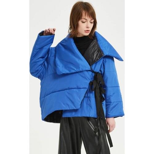 2020 Winter Jacket Women Stand Collar Solid Female blue Down Coat Loose Oversized Womens Short Parka Jacket Parkas Mujer Women