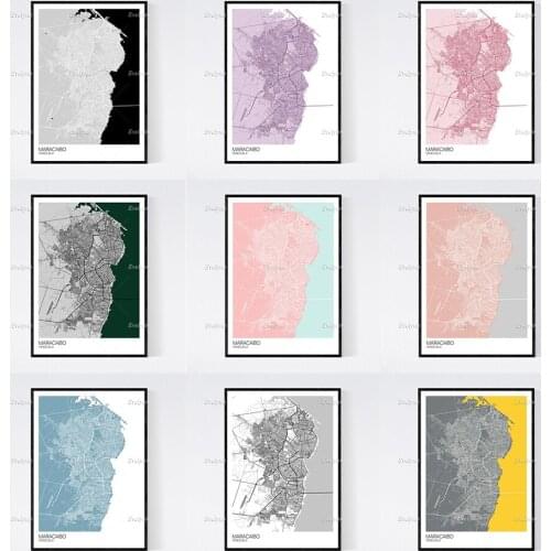 Maracaibo, Venezuela Map Art Print - Many Styles - Scandi /Vintage /Wall Art Modular Pictures Canvas Modern Home Decor Posters