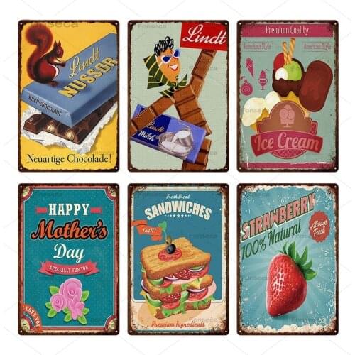 Ice Cream Fruit Drinks Metal Sign Poster Iron Painting For Bar Pub Cafe Dessert Shop Home Decoration Wall Art Tin Plaques