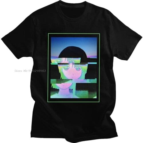 Serial Experiments Lain Tee Shirt Men Cotton Glitched Iwakura Manga Girl Sci Fi Anime Tshirt Short Sleeve Casual T-shirt Tshirt