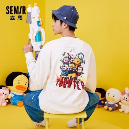 SEMIR Sweatshirt Couple Loose Men And Women The Same Style 2021 Spring New Cartoon Hoodies For Men
