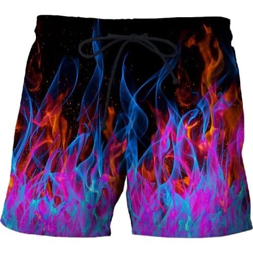 2021 men Flame Graphic Beach Pants 3D printed quick-drying shorts Mens shorts Casual sports pants Bermuda shorts Swimming trunks