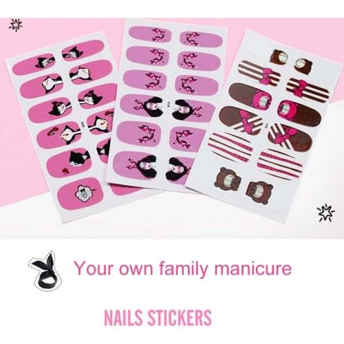 3 Sheet Nail Art Decoration Stickers for Girl Decor 3D Nail Sticker Cartoon Manicure Decal Multi Patterns