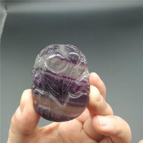 Natural polished quartz crystal fluorite nine-tailed fox pendant LA2055