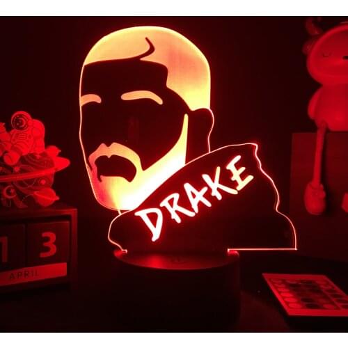 Hip Hop Rapper Singer Drake 3d Night Light Gift for Fans Bedroom Decor Led Touch Sensor Color Changing Desk Lamp Drake