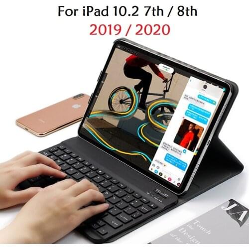 New for iPad 7 iPad 8 10.2 2019 2020 Keyboard Case A2198 A2430 Russian Spanish Keyboard Bluetooth Case for iPad 8th 10.2 Cover