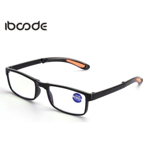 Iboode New Portable Folding Reading Glasses Vintage Clear Lens Anti Blue Light Presbyopic Eyeglasses Men Women Computer Goggle