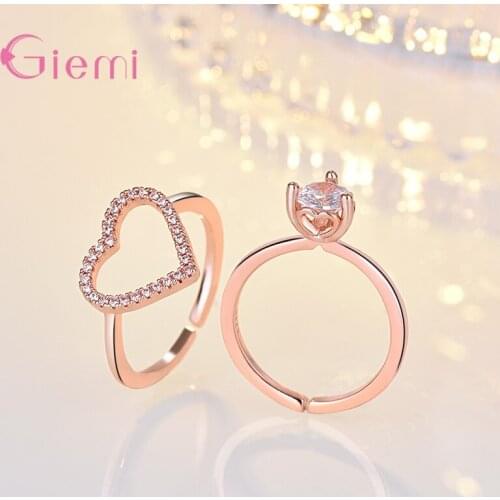 Promise Bridal Ring Sets 925 Sterling Silver Heart Cubic Zircon Wedding Engagement Propose Jewelry for Couples