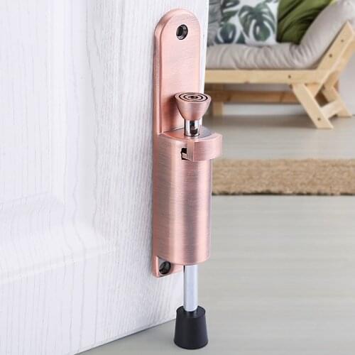 Kick Down Door Stopper Alloy Spring Telescopic Pedal To Open/close The Door Stop Holder With Nonslip Rubber Tip