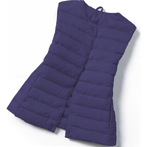 Womens Navy Blue Autumn Winter Down Vest Coat Women 2020 new Casual Single Breasted Ultra Light Down Vest