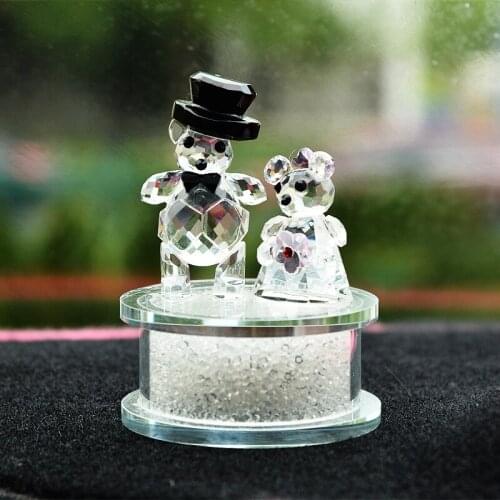Christmas Car Crystal Crafts Ornaments Married Bear Crystal Bottom Car Perfume Seat Home Decoration Gifts