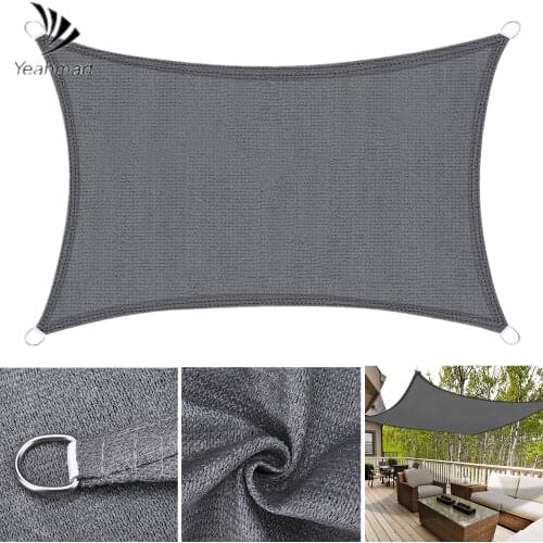 5x4M 3x2M Gray Rectangle HDPE Sun Shade Sail Canopy UV Block Awning For Outdoor Patio Garden Backyard Greenhouse Shade Cloth
