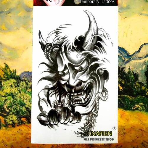 SHNAPIGN Black Cattle devil Temporary Tattoo Body Art, 12*20cm Flash Tattoo Stickers, Waterproof Fake Tatoo Henna Wall Sticker