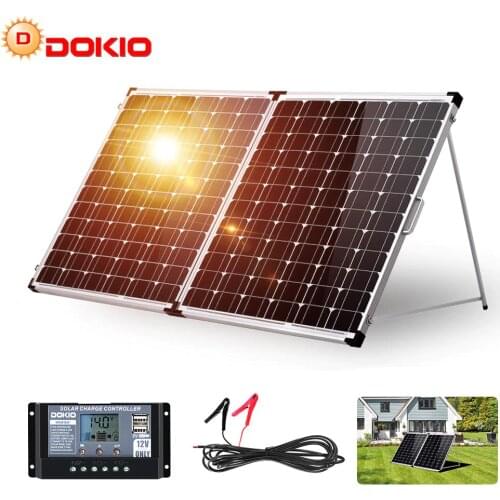 Dokio 200W(2Pcs x100W) Foldable Solar Panel +10A 12V/24V Charge Controller folding solar panel Cell/System Charger Solar Panel