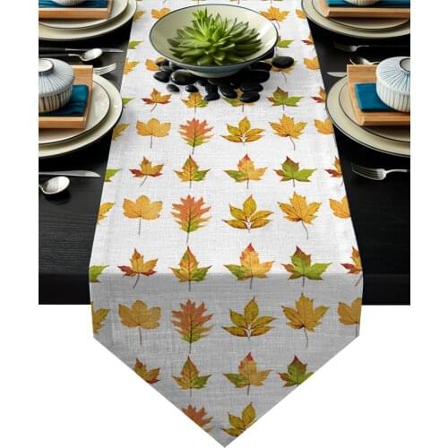 Modern Floral Tablecloth Autumn Leaves Table Runner For Wedding Hotel Party Table Runners Home Decoration