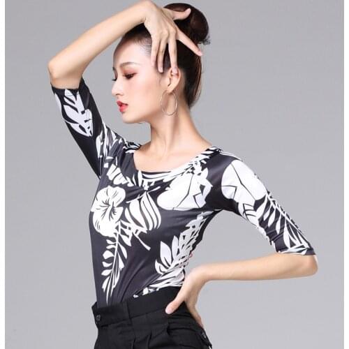 Latin Tops Women Dance Performance Clothing Sexy Modern Ballroom Samba Tango Professional Dancing Practice T-shirt Costume Dance