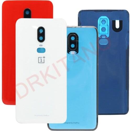 Oneplus 6 6T Back Battery Cover One Plus 6T Rear Battery Door Housing Case Back Glass Panel Oneplus 6 Back Cover+Camera Lens