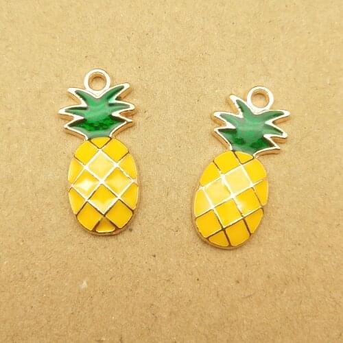 10pcs 11x24mm pineapple charm enamel charm for jewelry making fashion charm earring pendant fruit charms fashion
