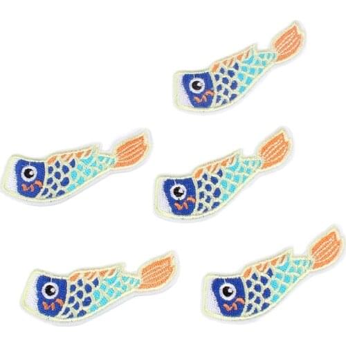 10pcs/lot Embroidered Cartoon Fish Patch Iron On Sew On Animal Stickers DIY Clothing Appliques for Jeans Backpack Coats Shoes