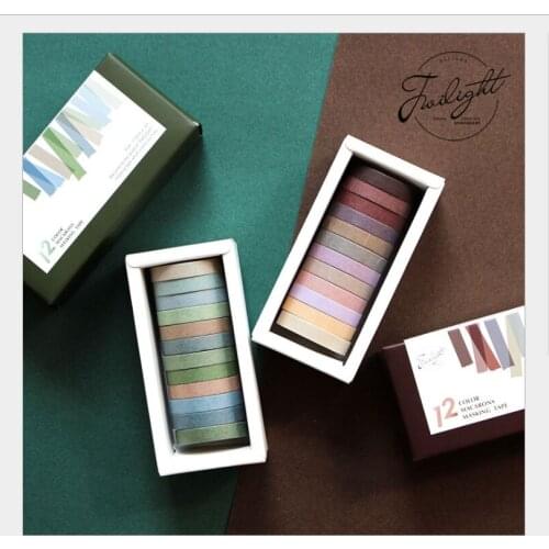 12pcs/box 12 colors Morandi Pure color Gradient ramp Decoration Washi Tape DIY Planner Diary Scrapbooking Masking Tape Escolar