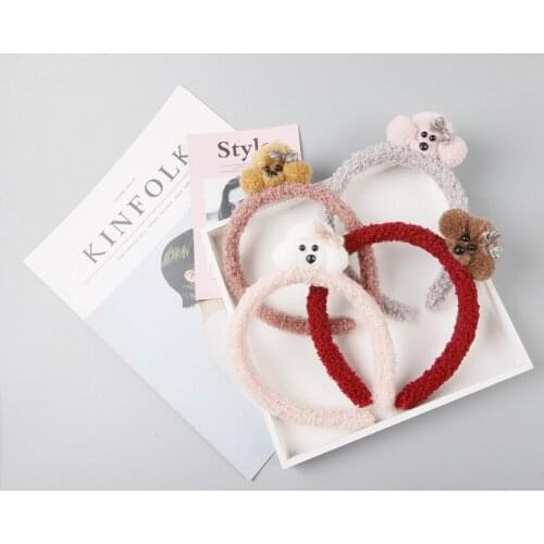 12pcs Fashion Cute Poodle Dog Hairbands Solid Animal Head Hard Headbands Hair Sticks Princess Headwear Girls Hair Accessories
