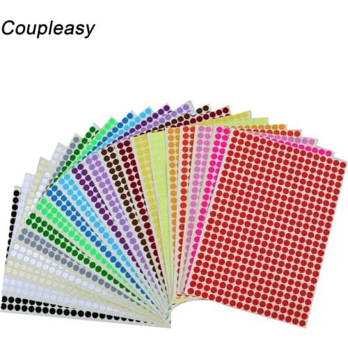 15 Sheets/Pack 6mm Round Sticker Circle Label Self Adhesive Dot Stickers Office School Supplies 6120Pcs