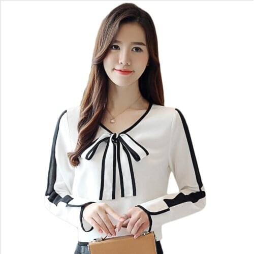 2019 Women Chiffon Tops Long Sleeve Sweet Thin Womens Wild Korean Shirt JY2009