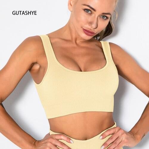 2021 GUTASHYE Nylon Top Women Bra Sexi Top Woman Breathable Underwear Women Fitness Yoga Sports Bra For Women Gym 10 Colors