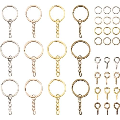 360pcs/set Iron Split Key Rings Close but Unsoldered Jump Rings Screw Eye Pin Peg Bails Mixed Color DIY Keychain Making Kits