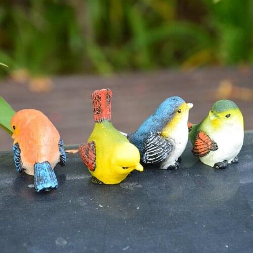 4pcs/set Simulated Mini Resin Bird Decor Crafts Garden Decor Craft Toys Home Craft Table Decor Bird Toy Wedding Decor GY28