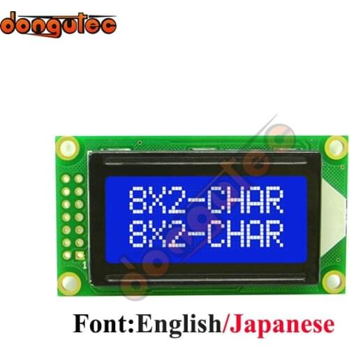 8x2 LCD Module 0802 0802E Character Display Screen Blue English/Japanese 5V AIP31066 or EQV