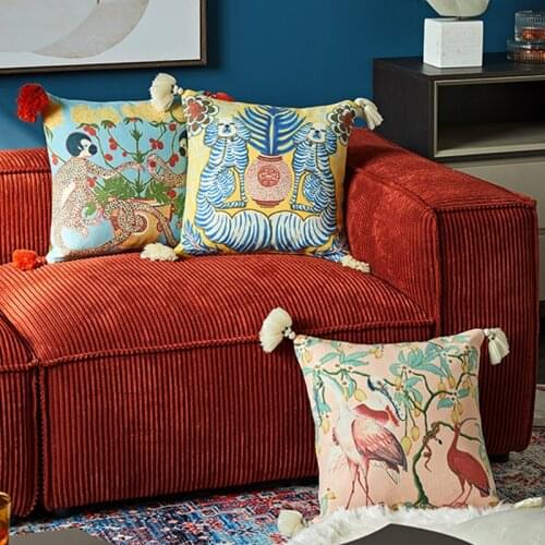 Antique Animal Monkey Wool Pillow Cushion Cover Sofa Bedroom Office Pillow Living Room Decoration 45X45cm