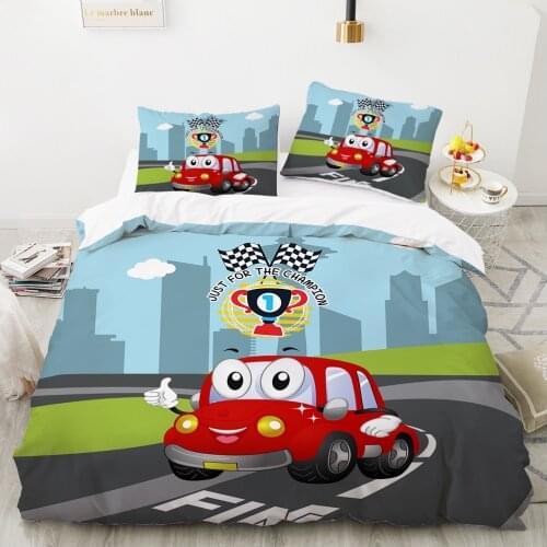 Car Cartoon Kids Bedding set for children baby girls Duvet cover set pillow case Bed linens Quilt cover 240x220 140x200 champion