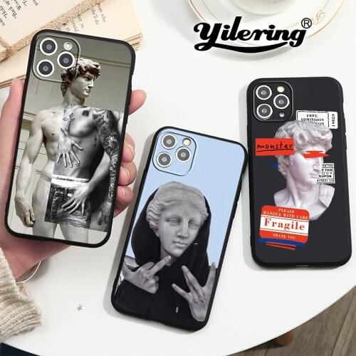 Funny Art David Phone Case for iPhone 11 12 Pro Max 7 8 Plus SE 2020 X XS Max XR 12 mini Case Abstract Painting Soft Cover