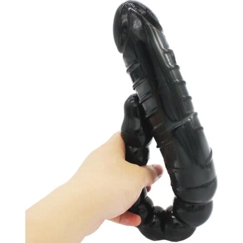 40cm Flexible Soft Dildo Vagina and Anal Sex Products Double Dildos Women Gay Lesbian Anal Dildo And Beads Dual-use Sex Toy