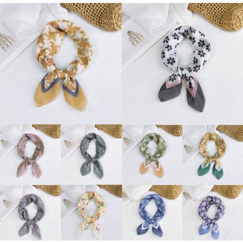 Harajuku Cotton Linen Floral Print Square Scarf Womens Scarves 58*58cm Bandana Hip-Hop Head Scarf Small Scarf Head Kerchief