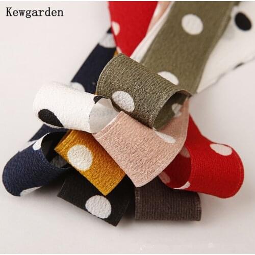 Kewgarden Printed Dot Cotton Linen Ribbon 1" 1.5" 25mm 38mm DIY Corsage Hairbow Accessories Handmade Tape Craft Riband 10 Yards