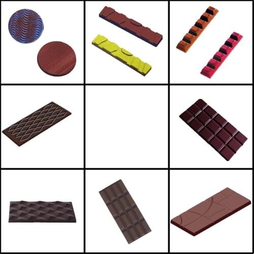 Meibum Multiple Style Polycarbonate Chocolate Mold Strip Blocky Line Texture Candy Mould Party Cake Decoration Confectionery Pan