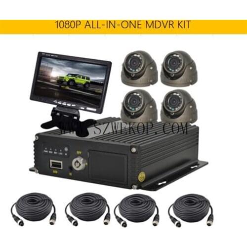 1080P 4PCS Metal Camera+1080P SD Card Mobile Dvr Recorder Kits For Vehicle Bus Taxi Video Playback