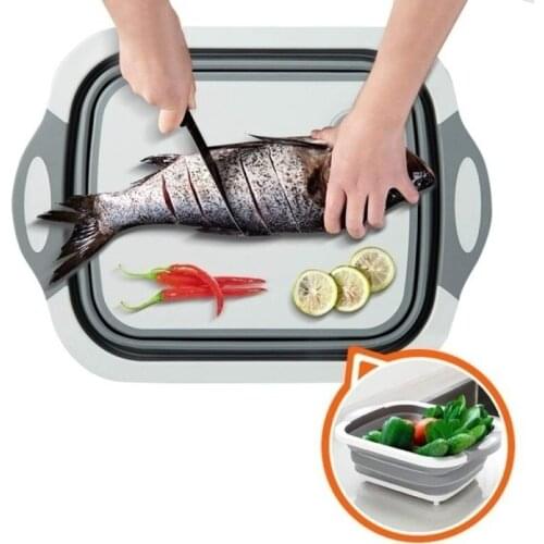 Multifunction Collapsible Cutting Board 3 In 1Multi-functional Folding Sink Outdoor Camp Portable Basins Kitchen Accessories