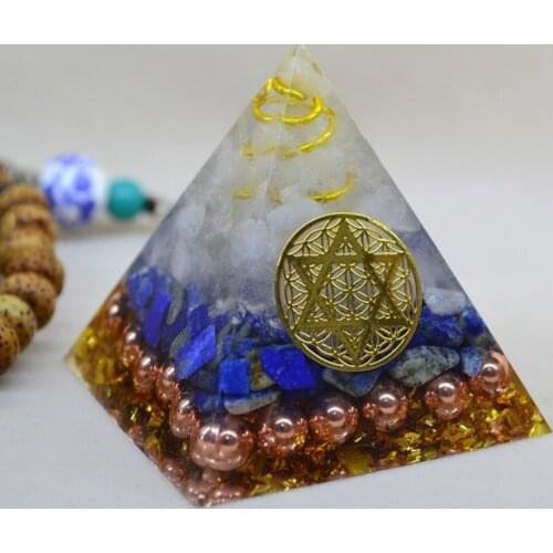 Natural Chakra Crystal Orgonite Pyramid Reiki Feng Shui Decoration Crystal Rune Orgone Accumulator Home Office Decoration