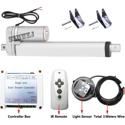 Solar Tracking Tracker Single Axis Complete Sunlight Track Kits & 200mm 8" Stroke 12 DC Linear Actuator & Electronic Controller