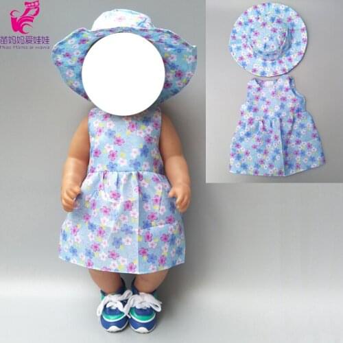 Fit 18" baby doll dress with hat for 18 inch girl doll outfit accessory baby girl play doll dress up