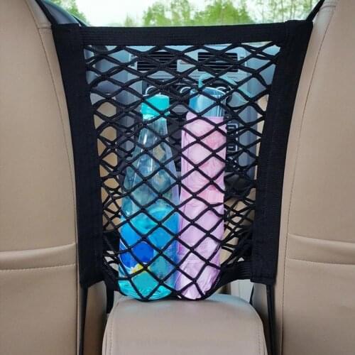Car Net Bag Seat Gap Storage Net Double Layer Multifunctional Hook Storage Bag Auto Interior Decoration Accessories 30*25cm