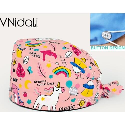 Surgery cap nursing accessories medical head cap nurse medical work hat Inner sports towel Health service cap with button