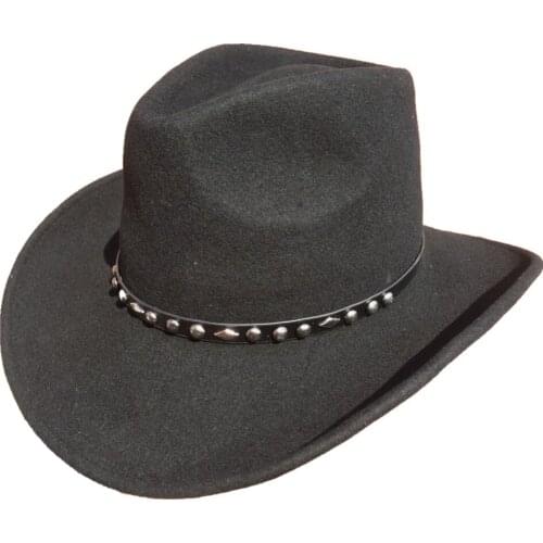 Unisex Black Wool Felt Western Cowboy Hat + FREE SHIPPING