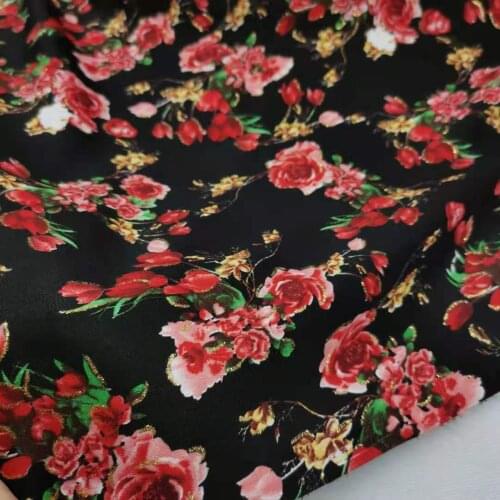 Chiffon Stylish Printed Glittery Dress Gown Fabric Shiny Soft Stretchy DIY Material